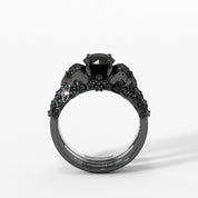 You're My Forever- 1.25 Carat Round Cut Diamond Option Skulls Promise Ring Set
