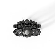You're My Forever- 1.25 Carat Round Cut Diamond Option Skulls Promise Ring Set