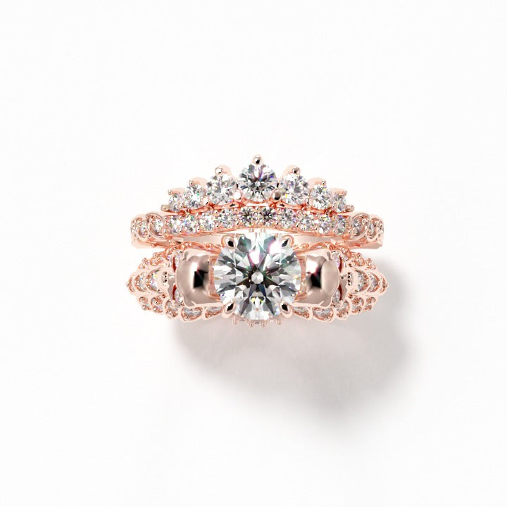You're My Forever- 1.25 Carat Round Cut Diamond Option Skulls Promise Ring Set