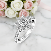 Sun Flower Round-cut Diamond Option Ring-Black Diamonds New York