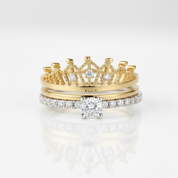 Round Diamond Option Crown Shaped Insert Ring Set-Black Diamonds New York