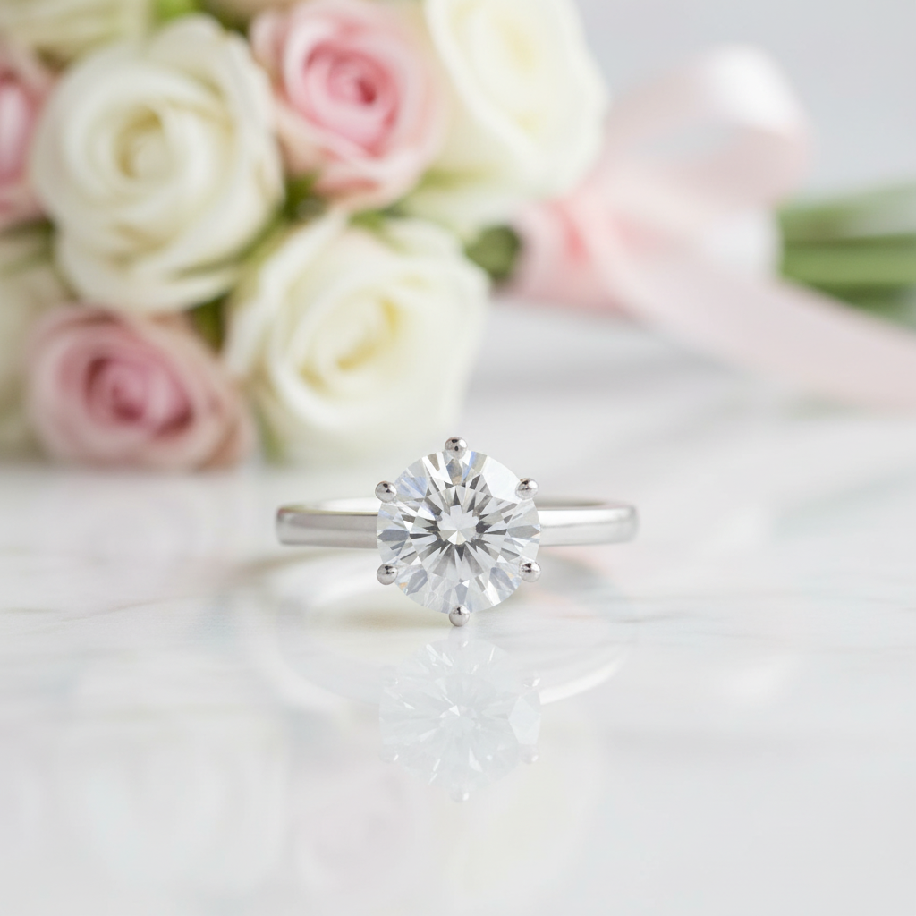 2.0Ct 8mm 6 Prong Diamond Option Stacking Solitaire Ring Set-Black Diamonds New York