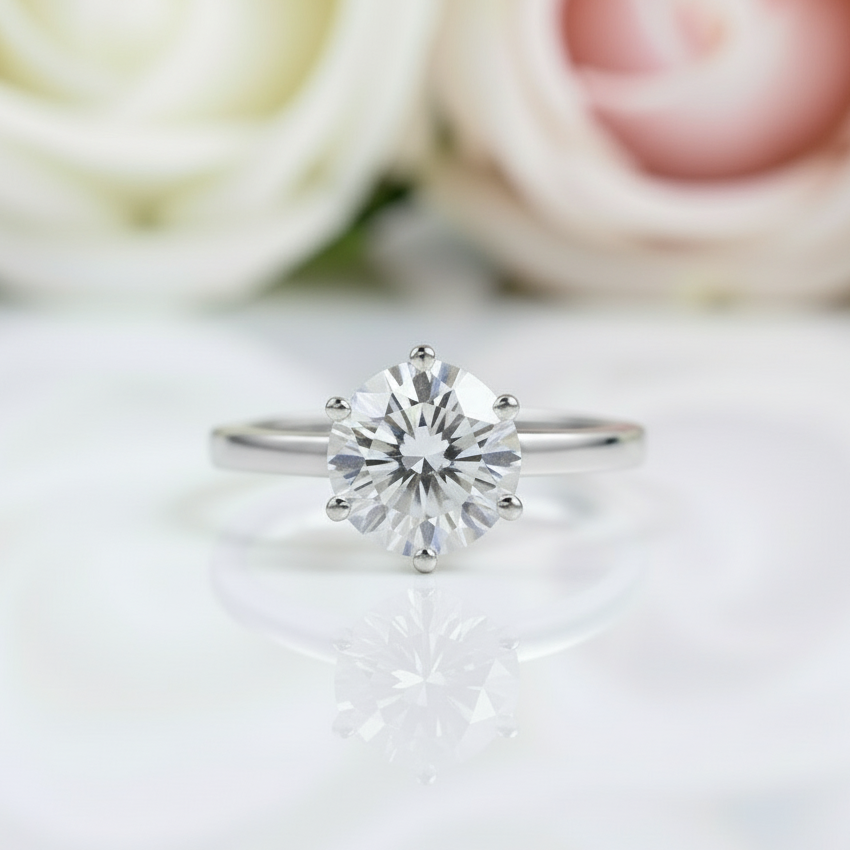 2.0Ct 8mm 6 Prong Diamond Stacking Solitaire Ring Set-Black Diamonds New York