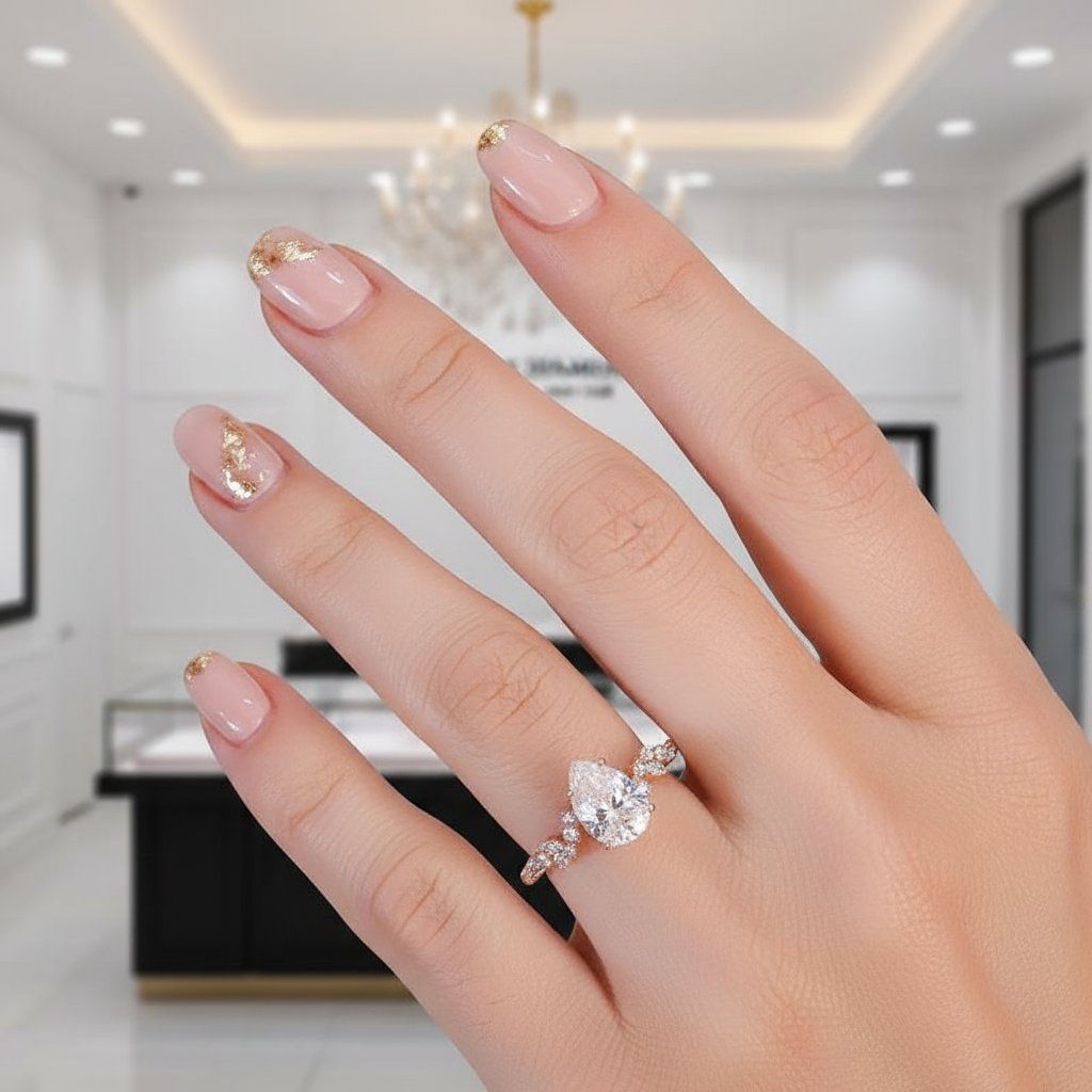 2.0ct Brilliant Cut Diamond Halo Engagement Ring-Black Diamonds New York