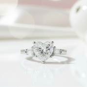 2.0ct Heart Shaped Diamond Three-Stone Engagement Ring-Black Diamonds New York