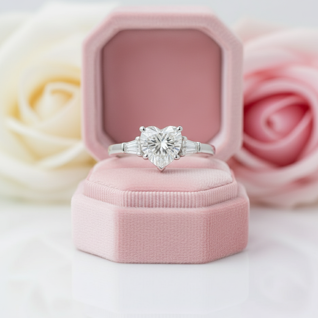 2.0ct Heart Shaped Diamond Three-Stone Engagement Ring-Black Diamonds New York