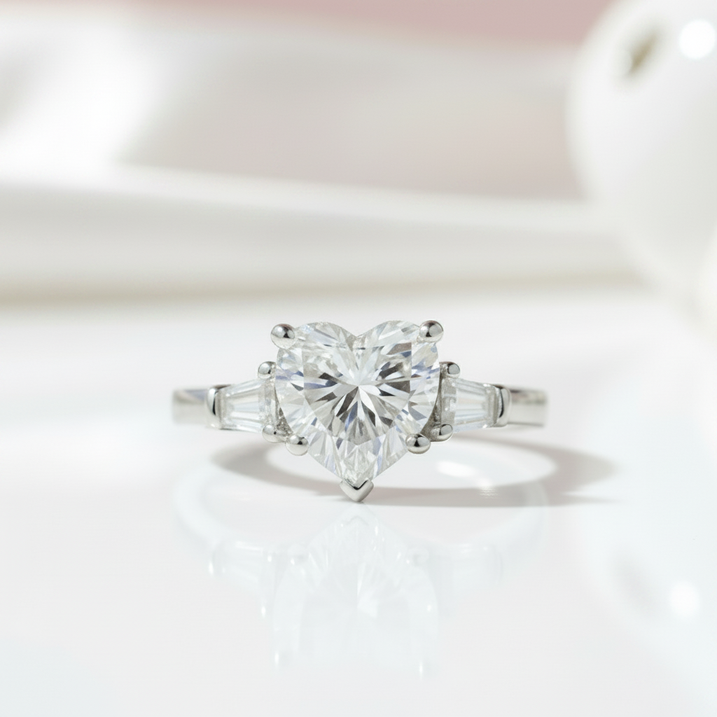 2.0ct Heart Shaped Diamond Option Three-Stone Engagement Ring-Black Diamonds New York