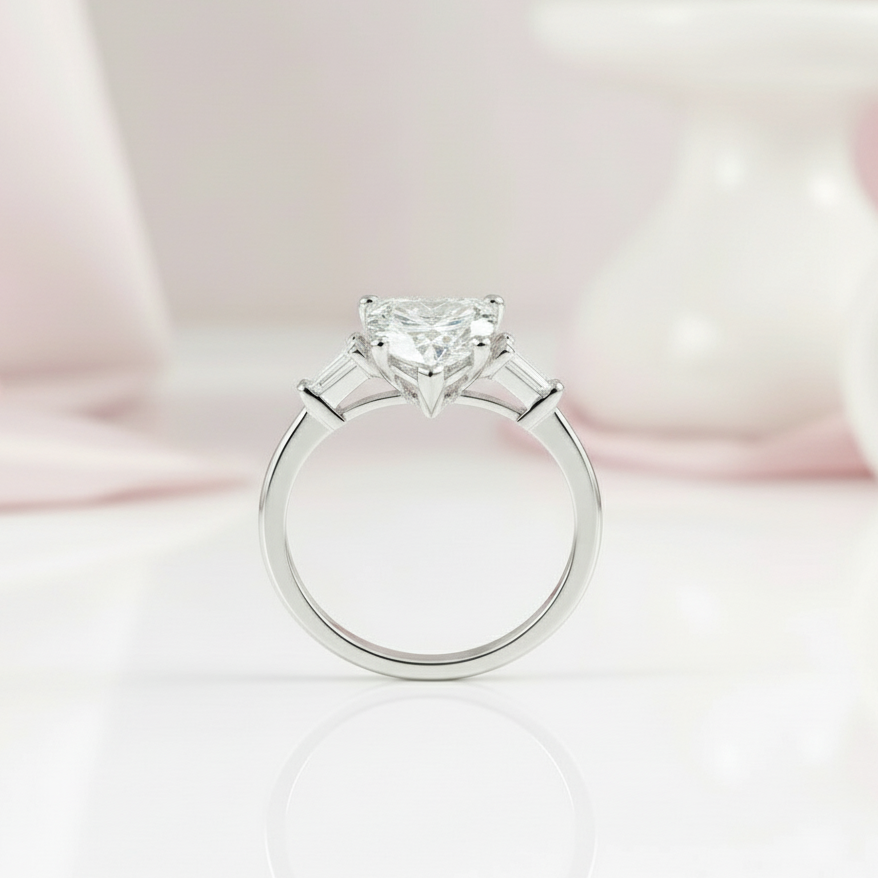 2.0ct Heart Shaped Diamond Three-Stone Engagement Ring-Black Diamonds New York