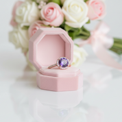 2.0ct Round Cut Amethyst Purple Halo Engagement Ring-Black Diamonds New York