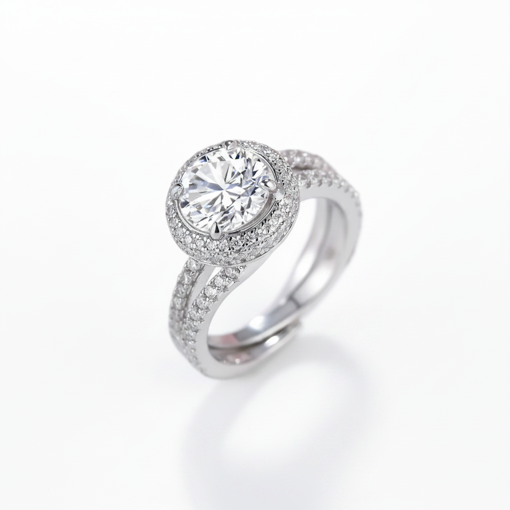 2.0ct Round Cut Halo Insert Wedding Ring Set-Black Diamonds New York