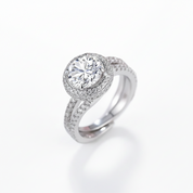 2.0ct Round Cut Halo Insert Wedding Ring Set-Black Diamonds New York