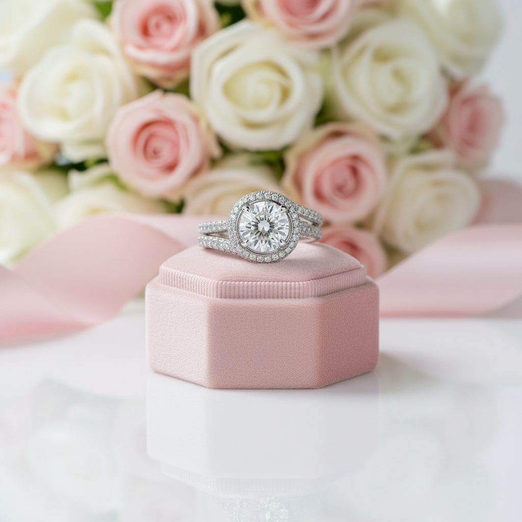 2.0ct Round Cut Halo Insert Wedding Ring Set-Black Diamonds New York