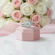 2.0ct Round Cut Halo Insert Wedding Ring Set-Black Diamonds New York