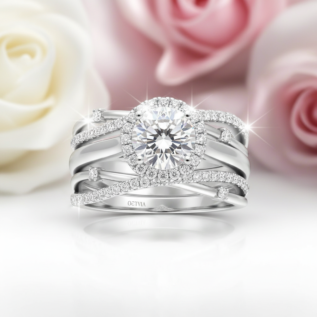 2.0ct Round Cut Diamond 14k White Gold Insert Engagement Ring Set-Black Diamonds New York