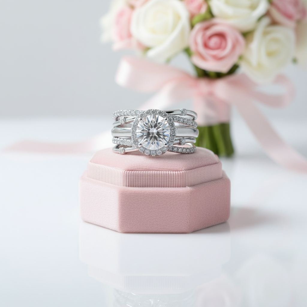 2.0ct Round Cut Diamond 14k White Gold Insert Engagement Ring Set-Black Diamonds New York