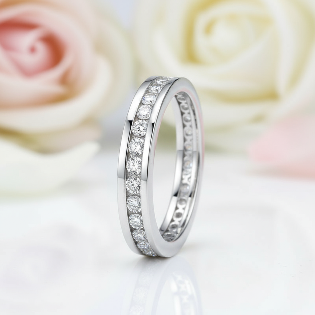 2.0mm Diamond Round Channel Eternity Ring-Black Diamonds New York