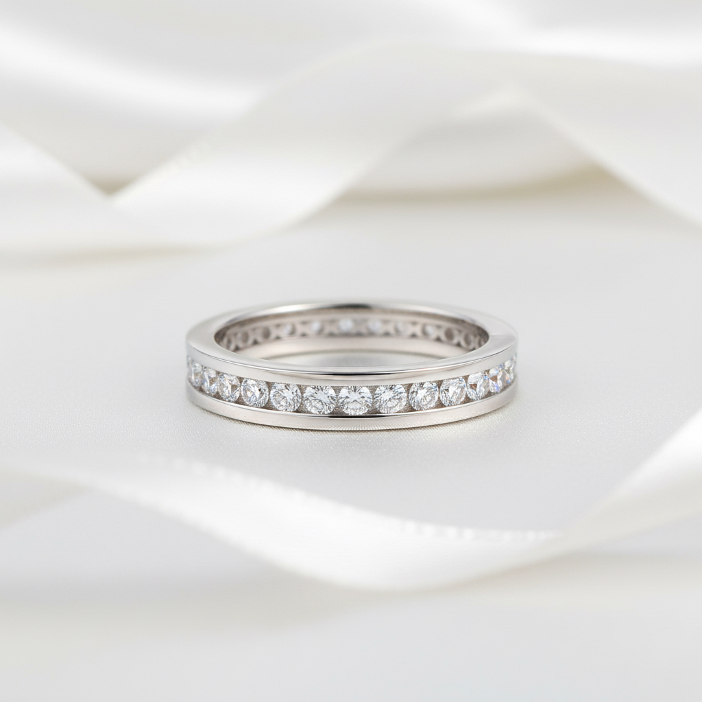 2.0mm Diamond Option Round Channel Eternity Ring-Black Diamonds New York