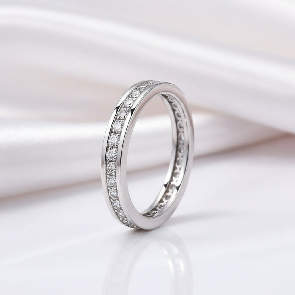 2.0mm Diamond Option Round Channel Eternity Ring-Black Diamonds New York