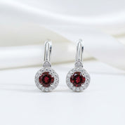2.10 Ct Round Red Garnet Stud Earrings-Black Diamonds New York