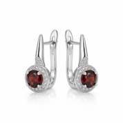 2.10 Ct Round Red Garnet Stud Earrings-Black Diamonds New York