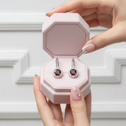 2.10 Ct Round Red Garnet Stud Earrings-Black Diamonds New York