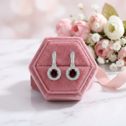 2.10 Ct Round Red Garnet Stud Earrings-Black Diamonds New York