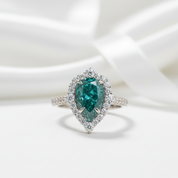 2.2 Carat Blue Green Diamond Halo Pear Cut Engagement Ring-Black Diamonds New York