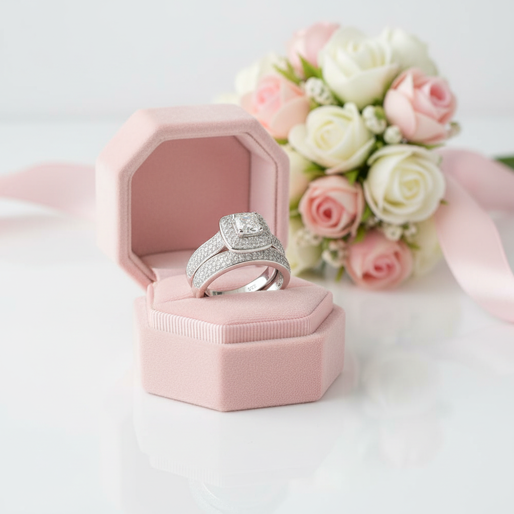 2.26 Ct Princess Cut Diamond Option Engagement Ring Bridal Set-Black Diamonds New York