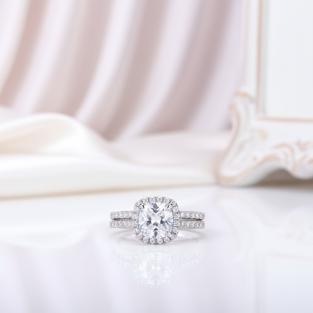 2.2ct Cushion Cut Diamond Option Ring Set-Black Diamonds New York