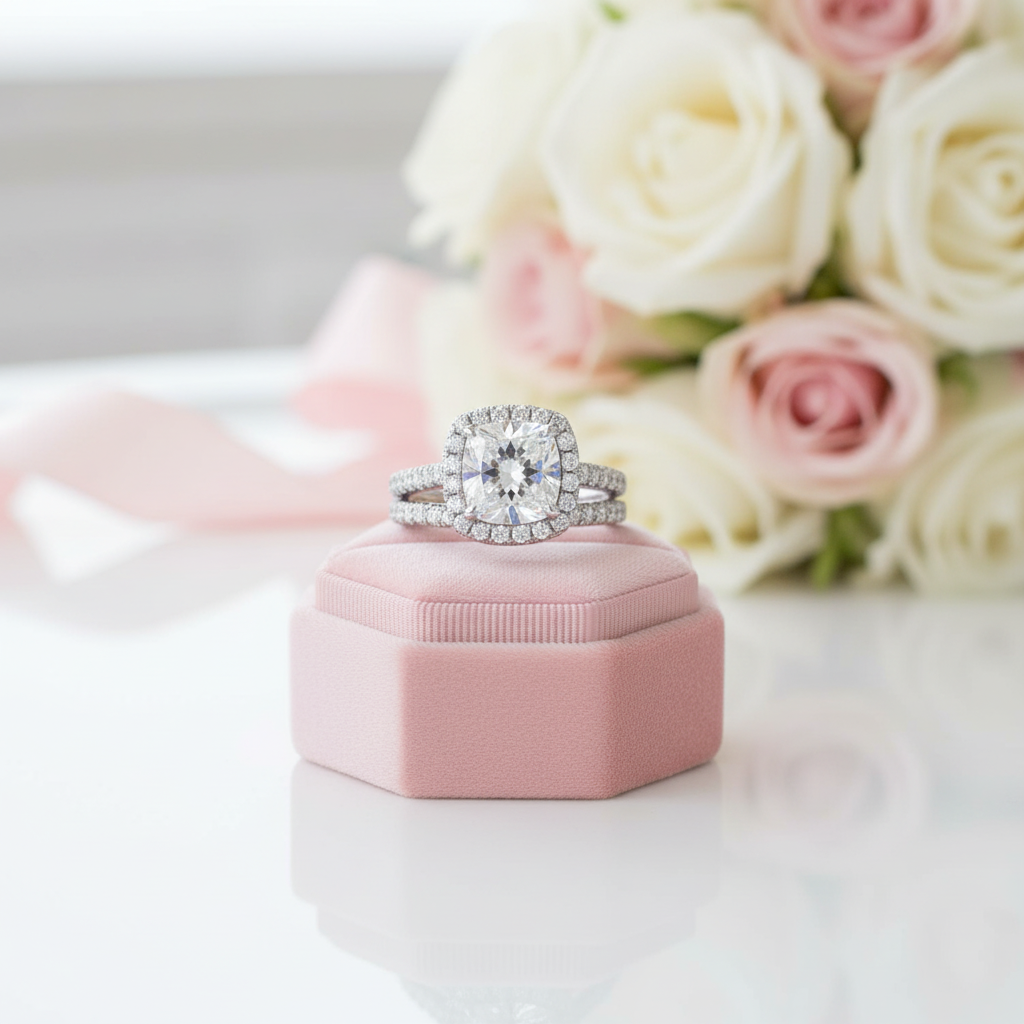 2.2ct Cushion Cut Diamond Ring Set-Black Diamonds New York