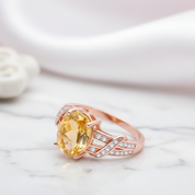 2.2ct Citrine Rose Gold Ring-Black Diamonds New York