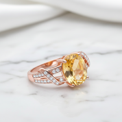 2.2ct Citrine Rose Gold Ring-Black Diamonds New York