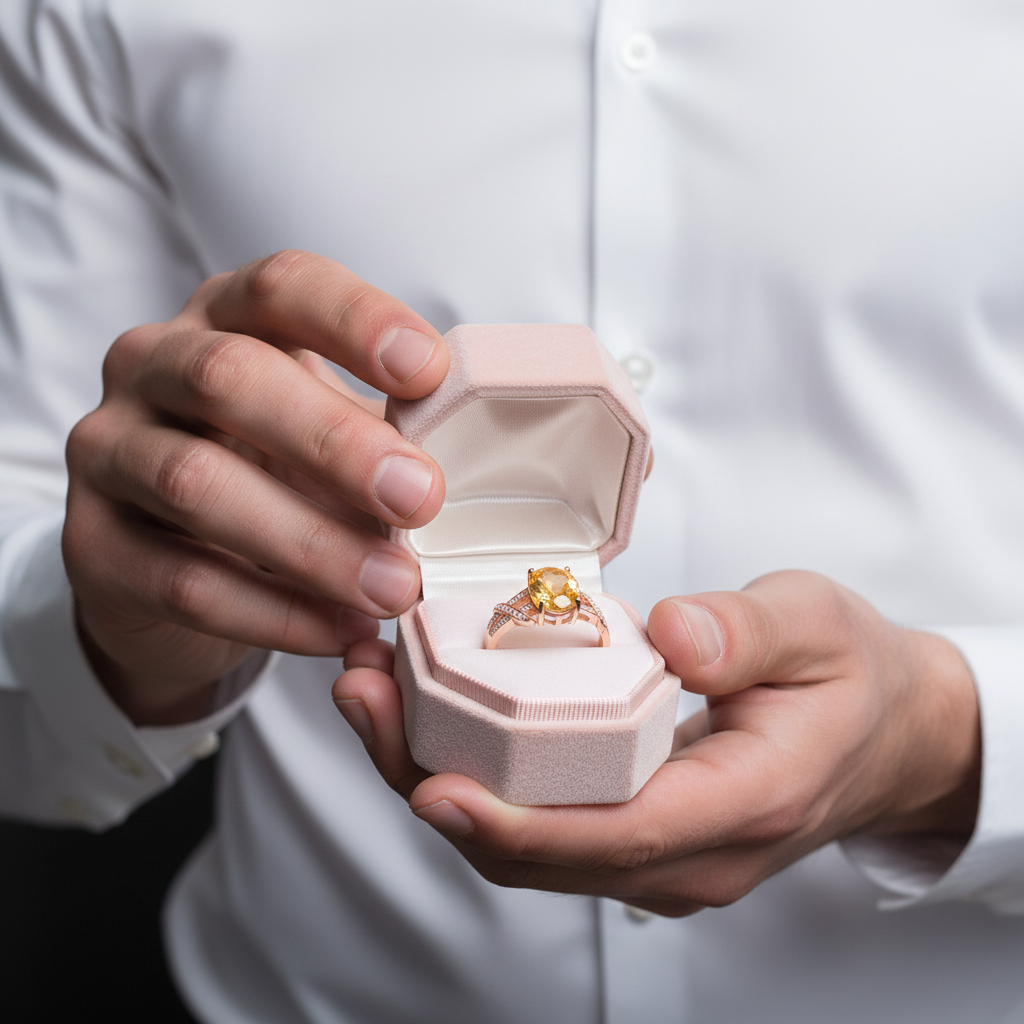 2.2ct Citrine Rose Gold Ring-Black Diamonds New York