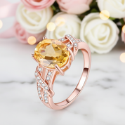2.2ct Citrine Rose Gold Ring-Black Diamonds New York