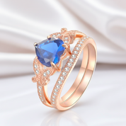 2.2ct Rose Gold Blue Heart Diamond Option Ring Set-Black Diamonds New York