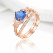 2.2ct Rose Gold Blue Heart Diamond Option Ring Set-Black Diamonds New York