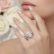 2.2ct Simulated Diamond Pear Cut Halo Ring Set-Black Diamonds New York