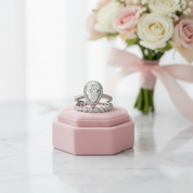 2.2ct Simulated Diamond Option Pear Cut Halo Ring Set-Black Diamonds New York