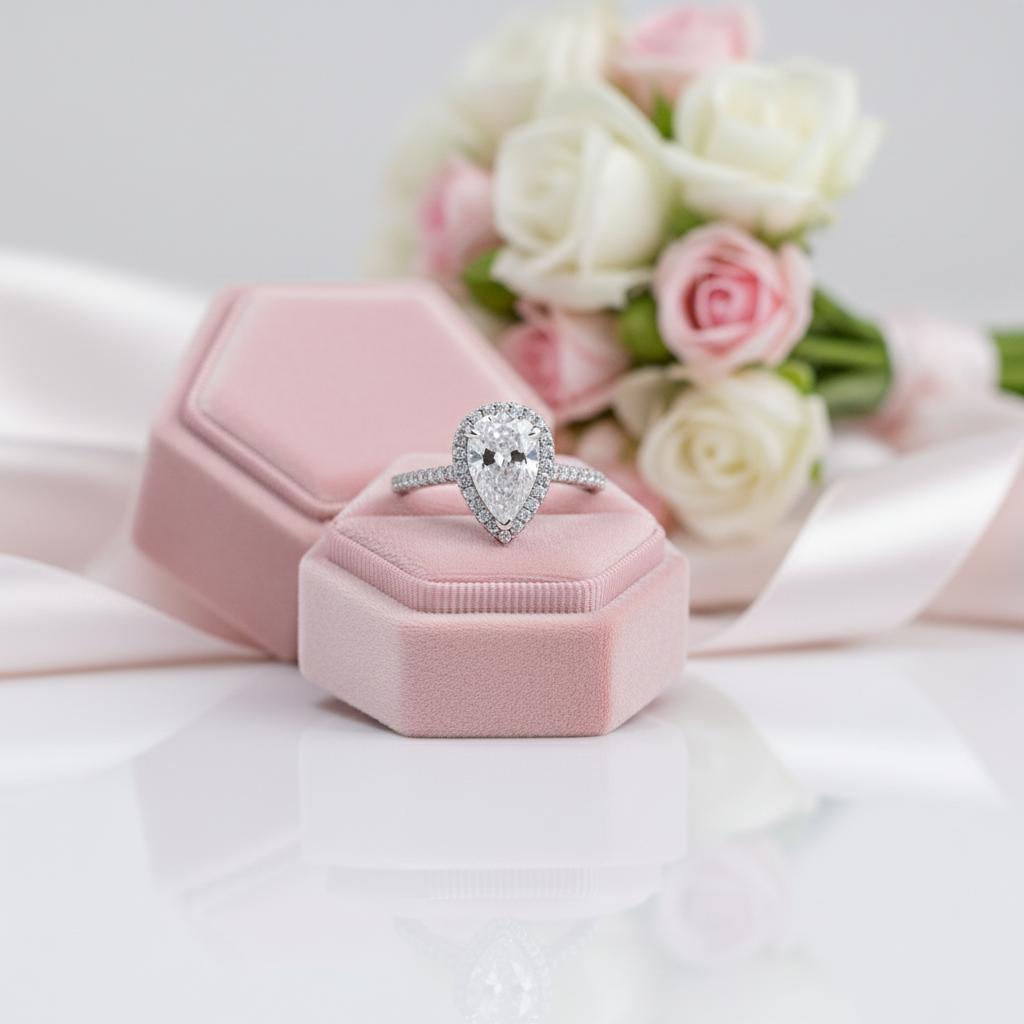 2.2ct Diamond Option Pear Cut Halo Engagement Ring-Black Diamonds New York