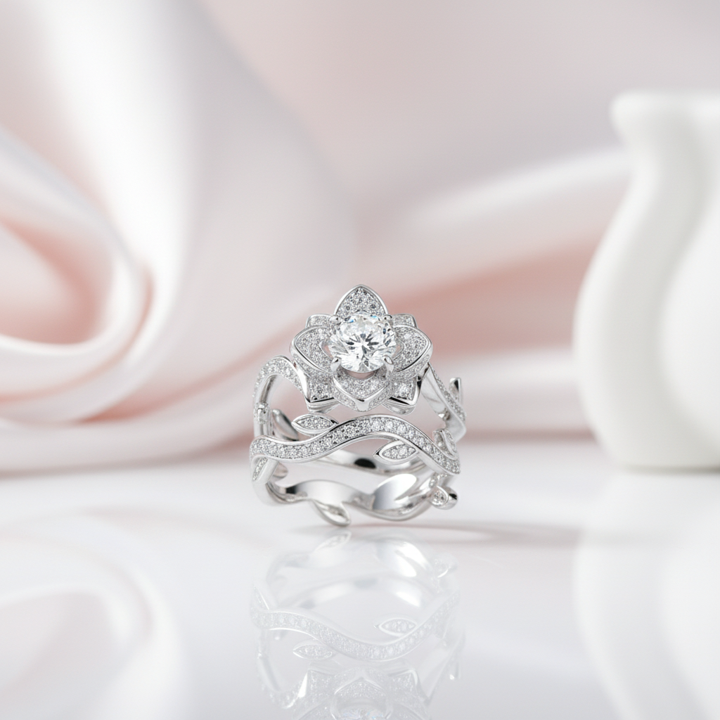 2.3ct Flower Shape Round Diamond Ring-Black Diamonds New York