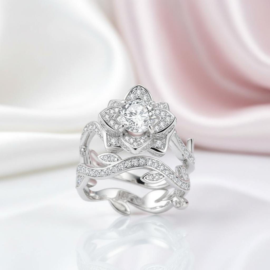 2.3ct Flower Shape Round Diamond Ring-Black Diamonds New York