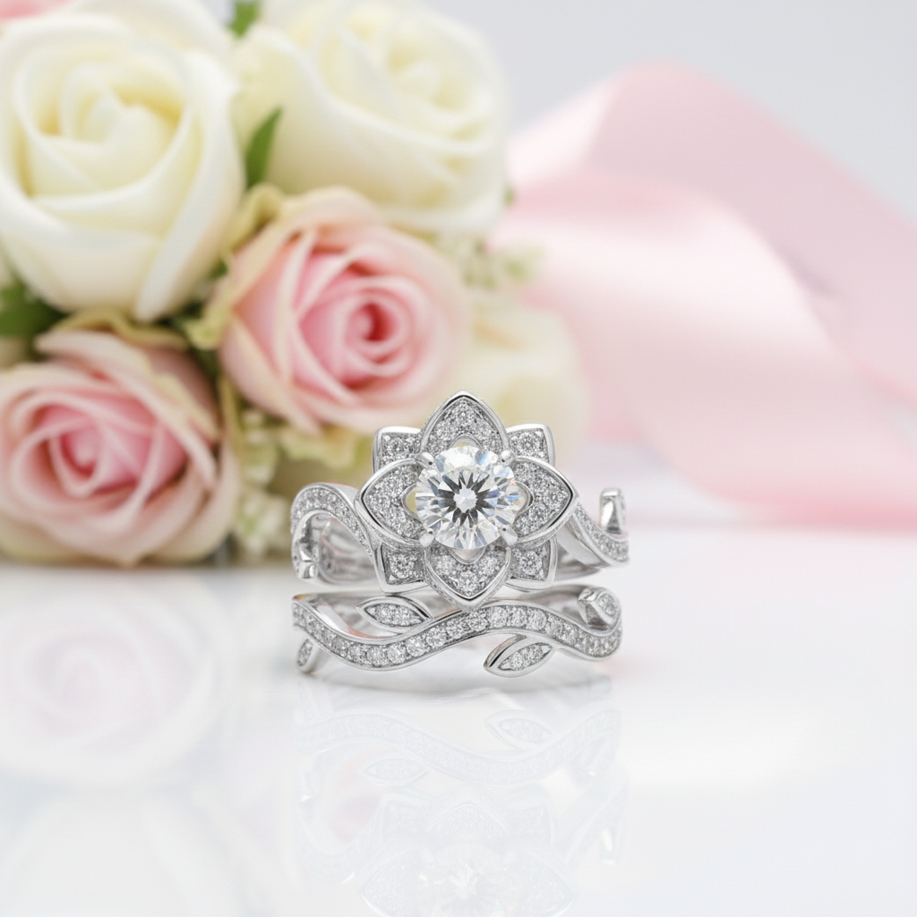 2.3ct Flower Shape Round Diamond Ring-Black Diamonds New York