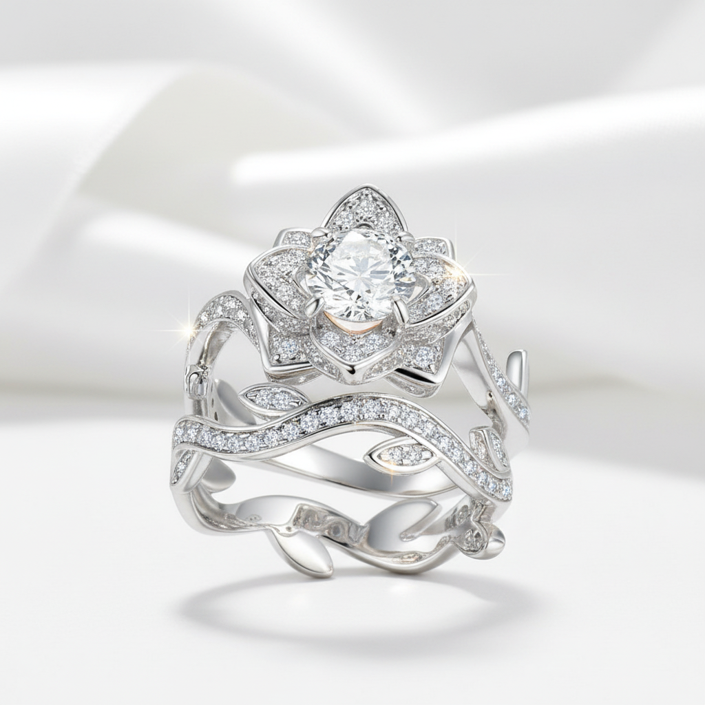 2.3ct Flower Shape Round Diamond Ring-Black Diamonds New York