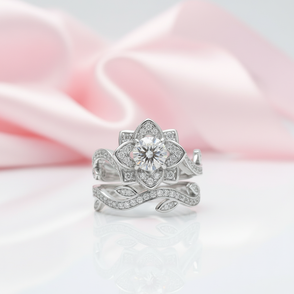 2.3ct Flower Shape Round Diamond Ring-Black Diamonds New York