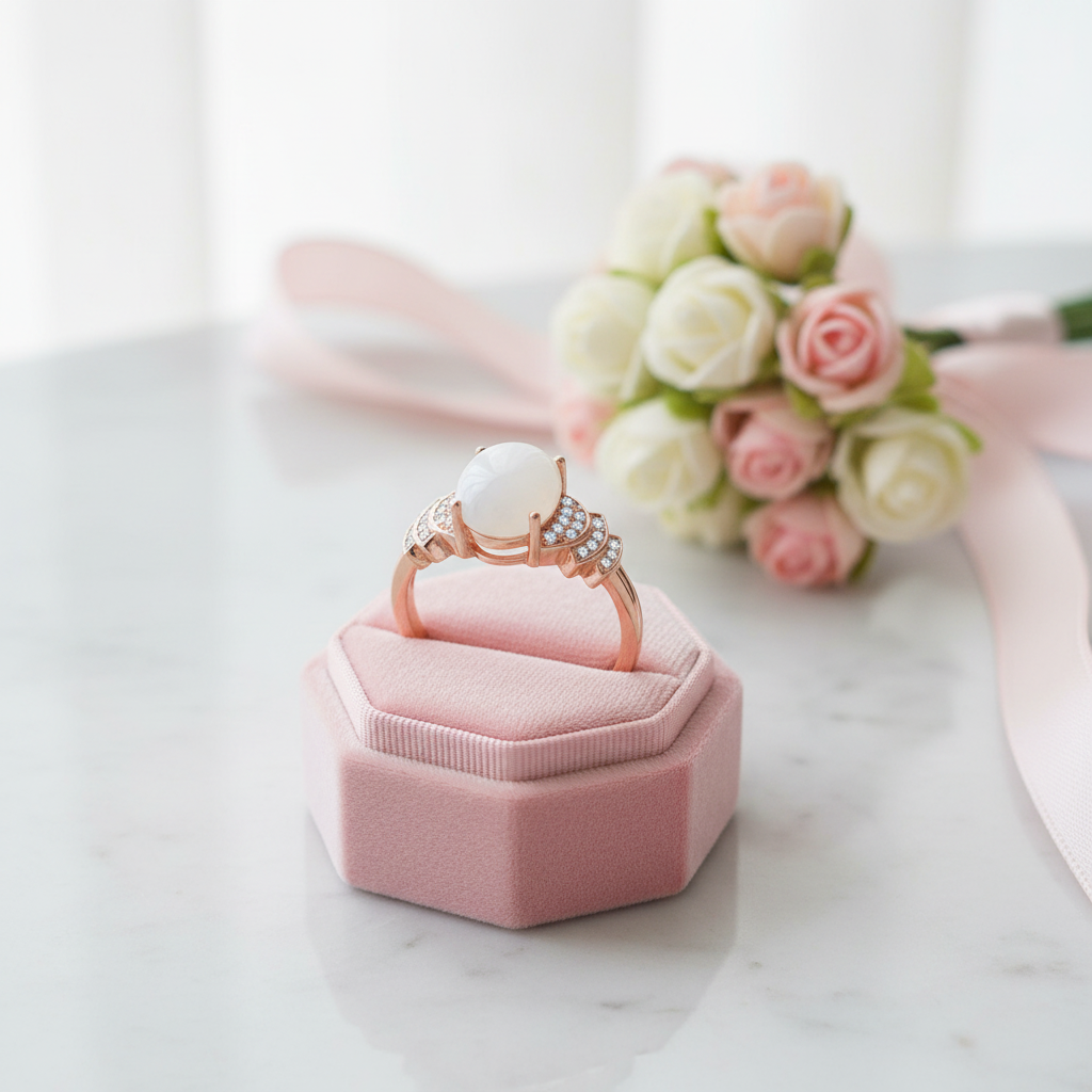 2.3ct Nephrite White Rhinestone Rose Gold Ring-Black Diamonds New York