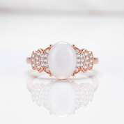 2.3ct Nephrite White Rhinestone Rose Gold Ring-Black Diamonds New York