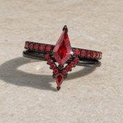 Power- Colorless Kite-Shaped Diamond Option 14k White Gold Unique Ring-Black Diamonds New York