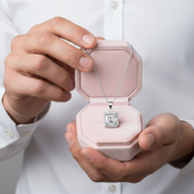 2.5 Ct Asscher Cut Diamond Option Halo Necklace-Black Diamonds New York