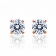 2.5 Ct Clear Topaz Solid 14k Rose Gold Stud Earrings-Black Diamonds New York