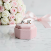 2.5 Ct Clear Topaz Solid 14k Rose Gold Stud Earrings-Black Diamonds New York